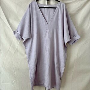 Rachel Craven Lavender V-Neck Women's Dolman Sleeve Linen Dress